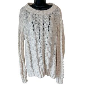 Wooden Ships TUCK CABLE KNIT BOYFRIEND SWEATER in ALABASTER